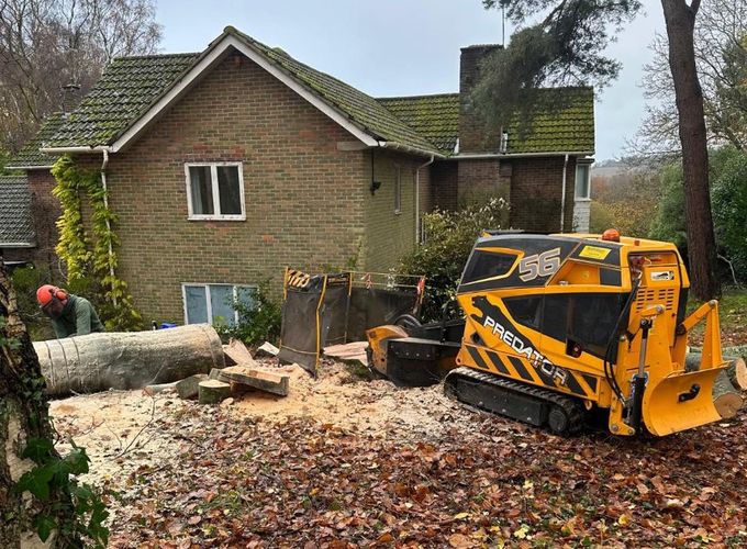 Tracked chipper on site